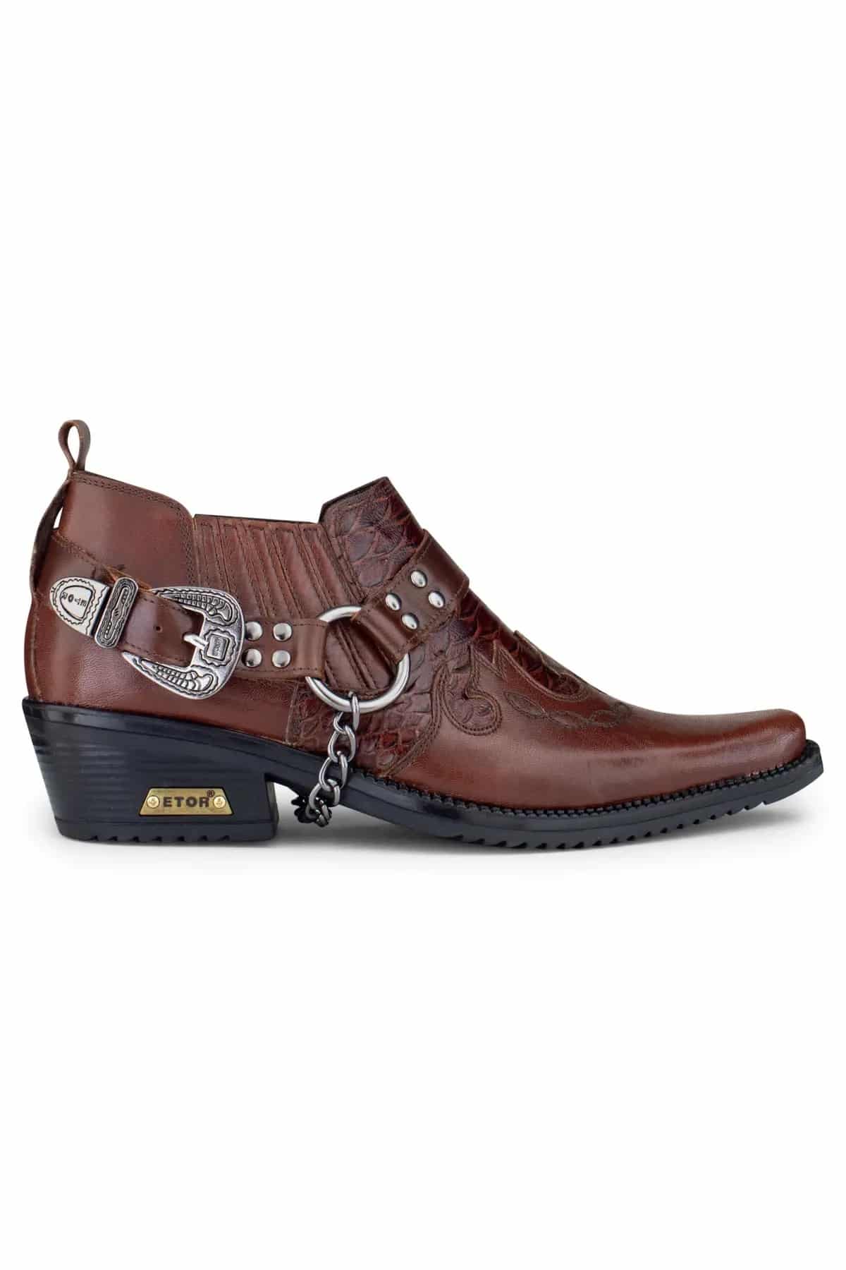 Sapatos de montaria masculinos em couro legítimo com corrente.