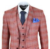 Terno masculino vermelho de tweed xadrez de 3 peças