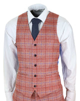 Terno masculino vermelho de tweed xadrez de 3 peças