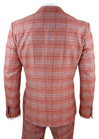 Terno masculino vermelho de tweed xadrez de 3 peças