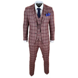 Terno masculino de três peças xadrez vermelho - Paul Andrew Wellington