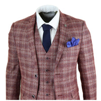 Terno masculino de três peças xadrez vermelho - Paul Andrew Wellington