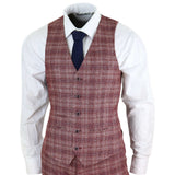 Terno masculino de três peças xadrez vermelho - Paul Andrew Wellington