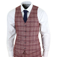 Terno masculino de três peças xadrez vermelho - Paul Andrew Wellington
