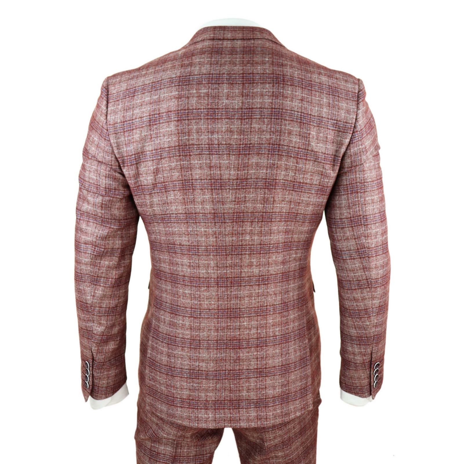 Terno masculino de três peças xadrez vermelho - Paul Andrew Wellington