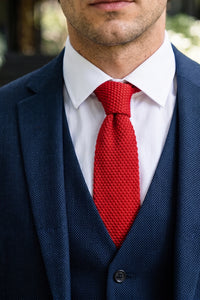 Gravata masculina vermelha de tricô