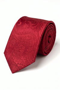 Conjunto de presente com gravata masculina vermelha com estampa paisley