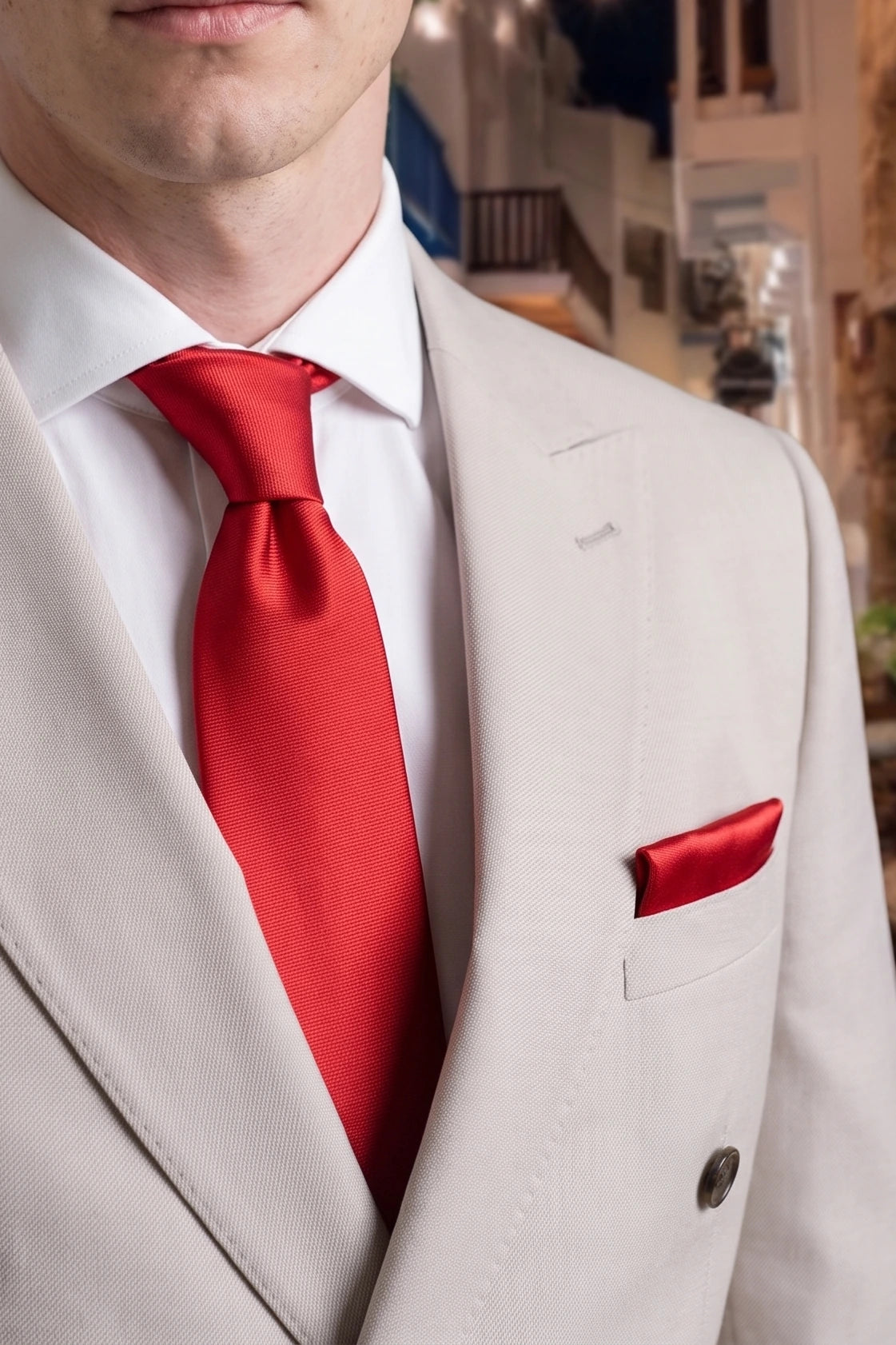 Conjunto de gravata vermelha masculina