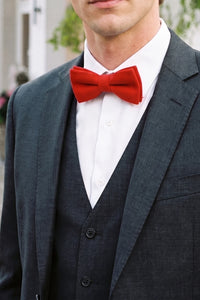 Gravata borboleta masculina de tweed vermelho