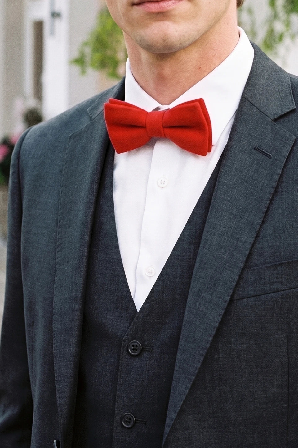 Gravata borboleta masculina de tweed vermelho