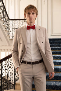 Gravata borboleta masculina de tweed vermelho