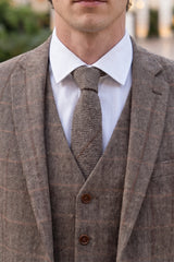 Gravata masculina vermelha em tweed de lã mista