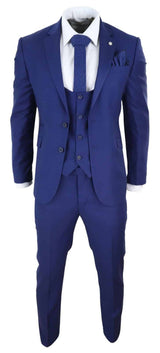 Terno masculino azul royal de 3 peças para casamento