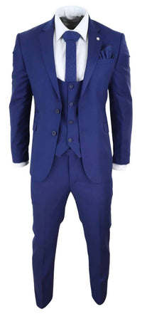 Terno masculino azul royal de 3 peças para casamento