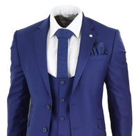Terno masculino azul royal de 3 peças para casamento