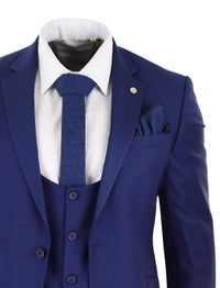 Terno masculino azul royal de 3 peças para casamento