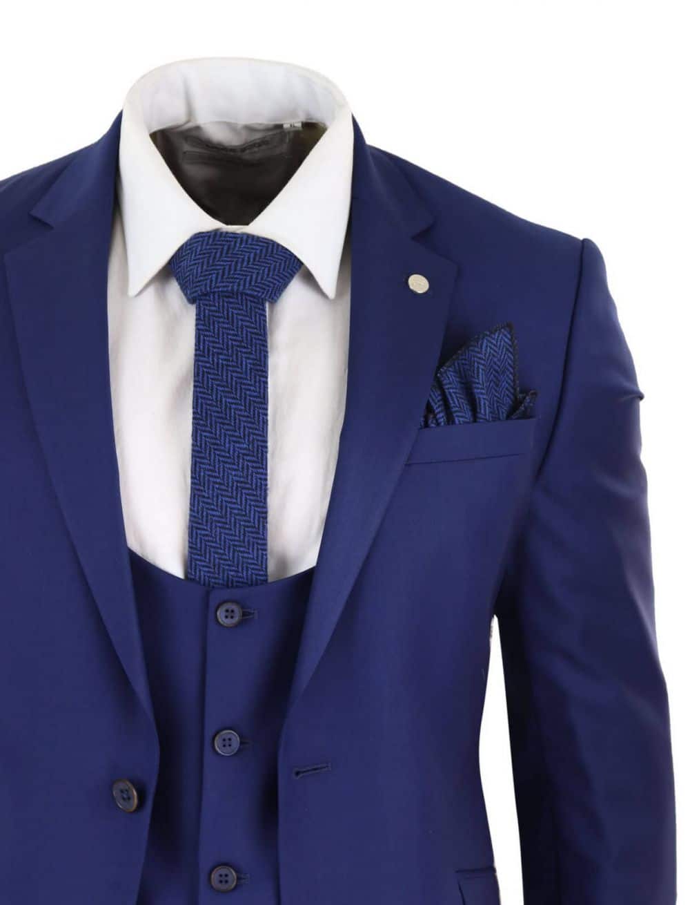 Terno masculino azul royal de 3 peças para casamento