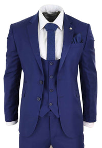 Terno masculino azul royal de 3 peças para casamento