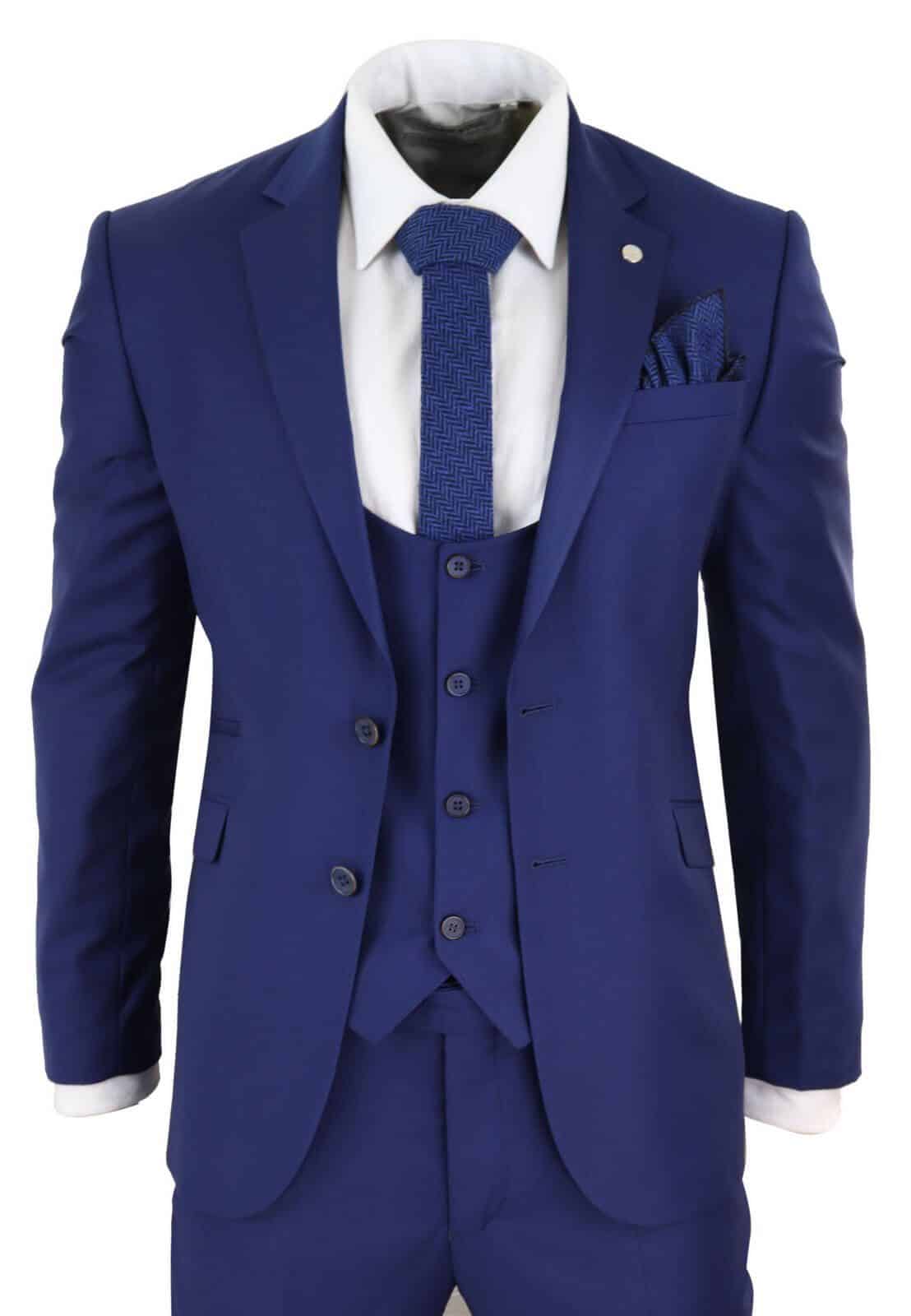 Terno masculino azul royal de 3 peças para casamento