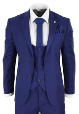 Terno masculino azul royal de 3 peças para casamento