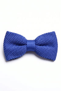 Gravata borboleta masculina azul royal de tricô