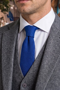Gravata masculina azul royal de tricô