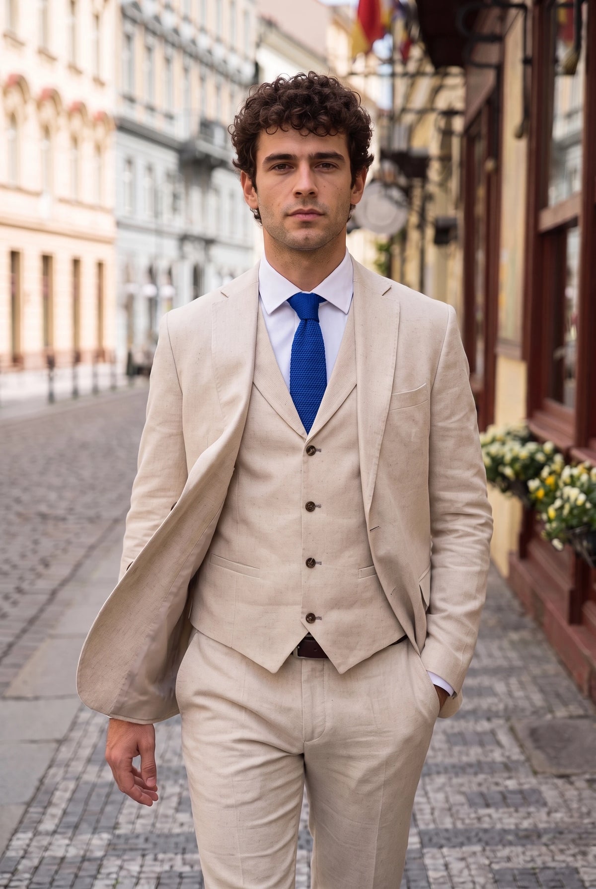 Gravata masculina azul royal de tricô