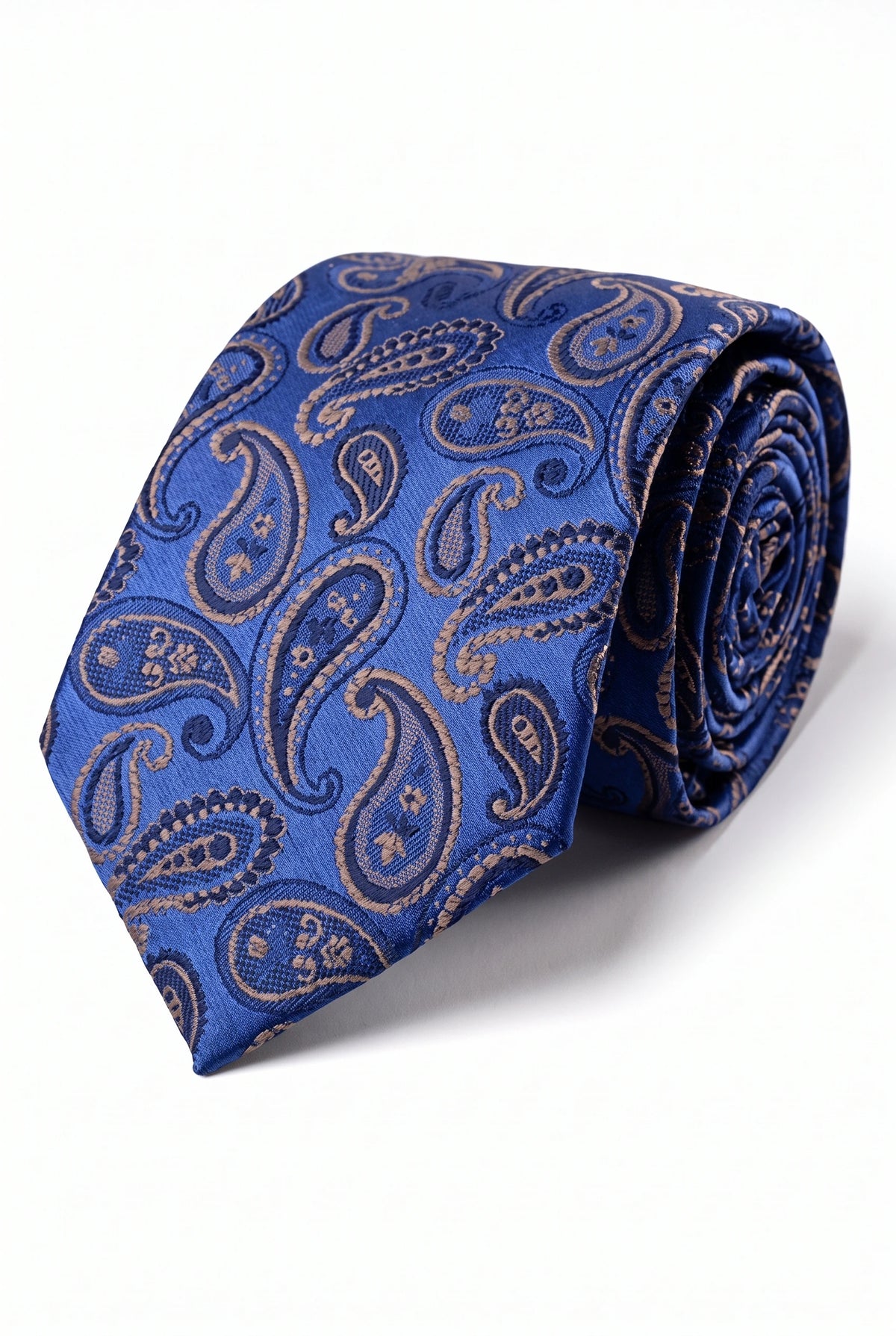 Gravata masculina azul royal com estampa paisley