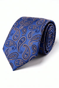 Gravata masculina azul royal com estampa paisley