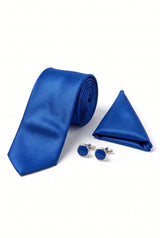 Conjunto de gravata azul royal masculina