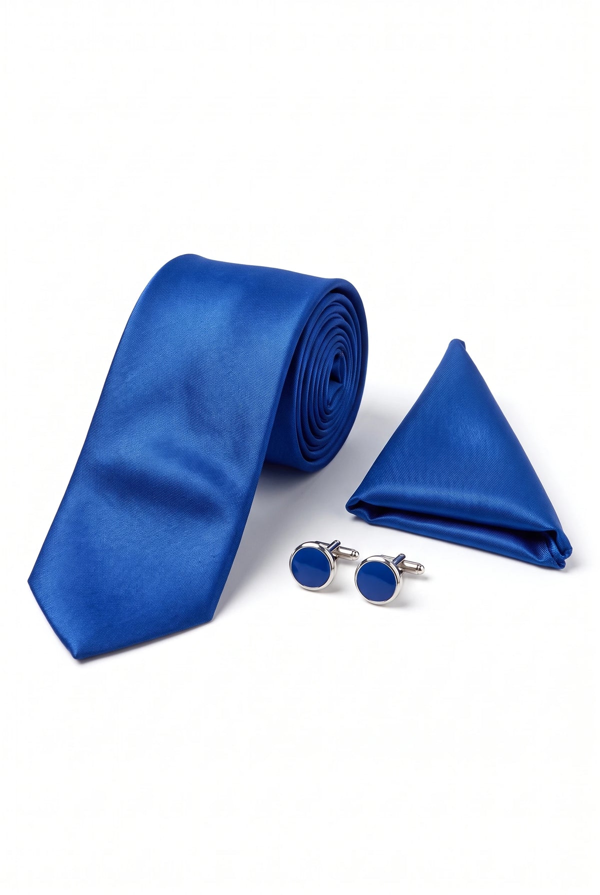 Conjunto de gravata azul royal masculina