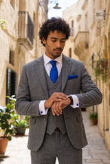 Conjunto de gravata azul royal masculina