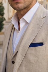 Lenço de bolso masculino em tweed azul royal com mistura de lã.
