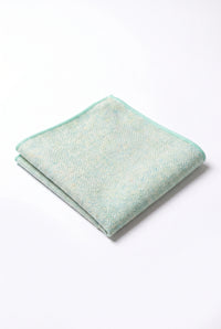 Lenço de bolso masculino em tweed verde sálvia com mistura de lã.