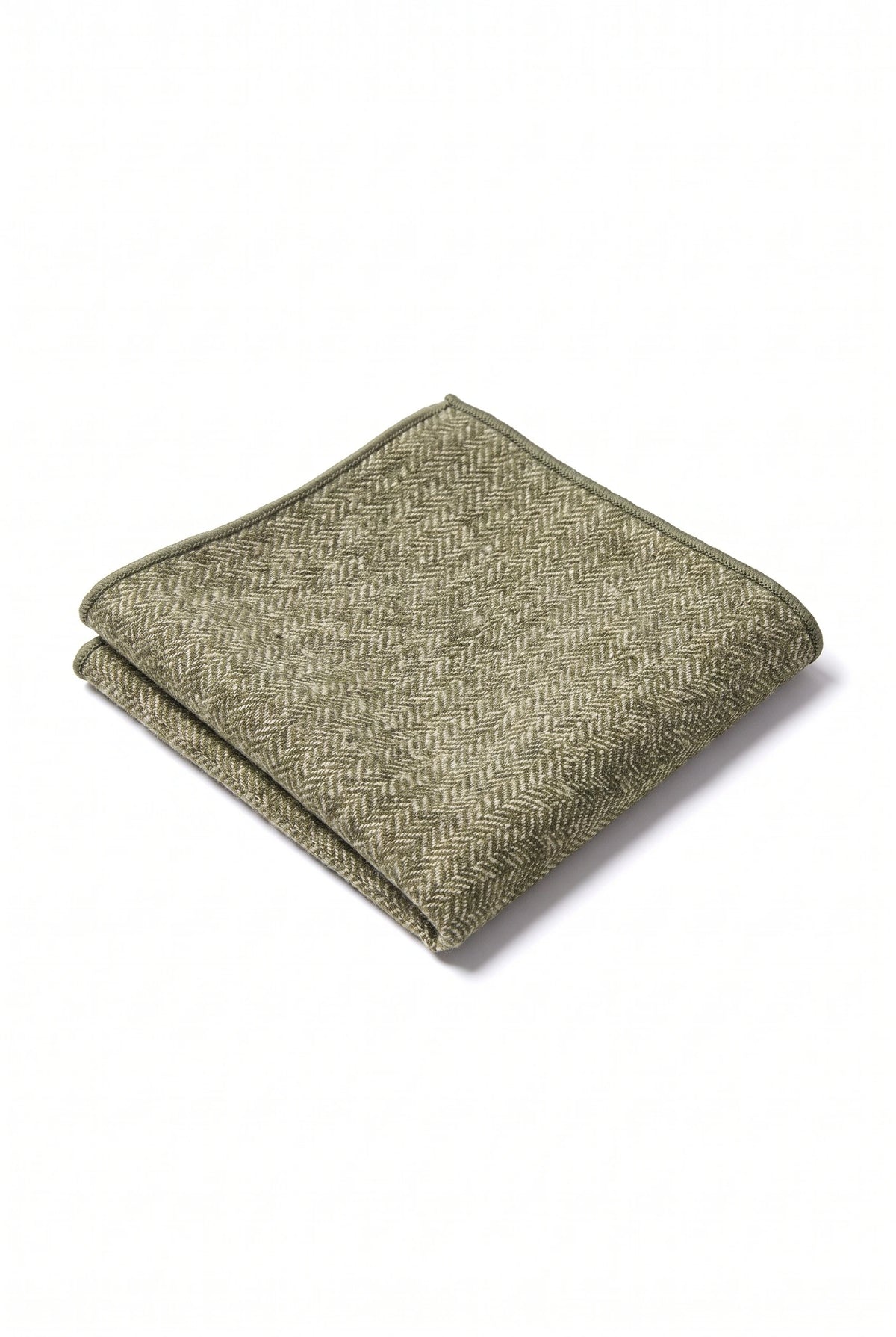 Lenço de bolso masculino em tweed verde sálvia com mistura de lã.