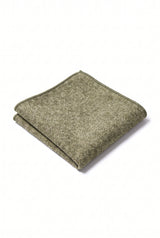 Lenço de bolso masculino em tweed verde sálvia com mistura de lã.