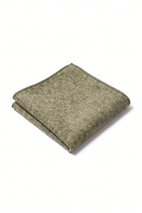 Lenço de bolso masculino em tweed verde sálvia com mistura de lã.