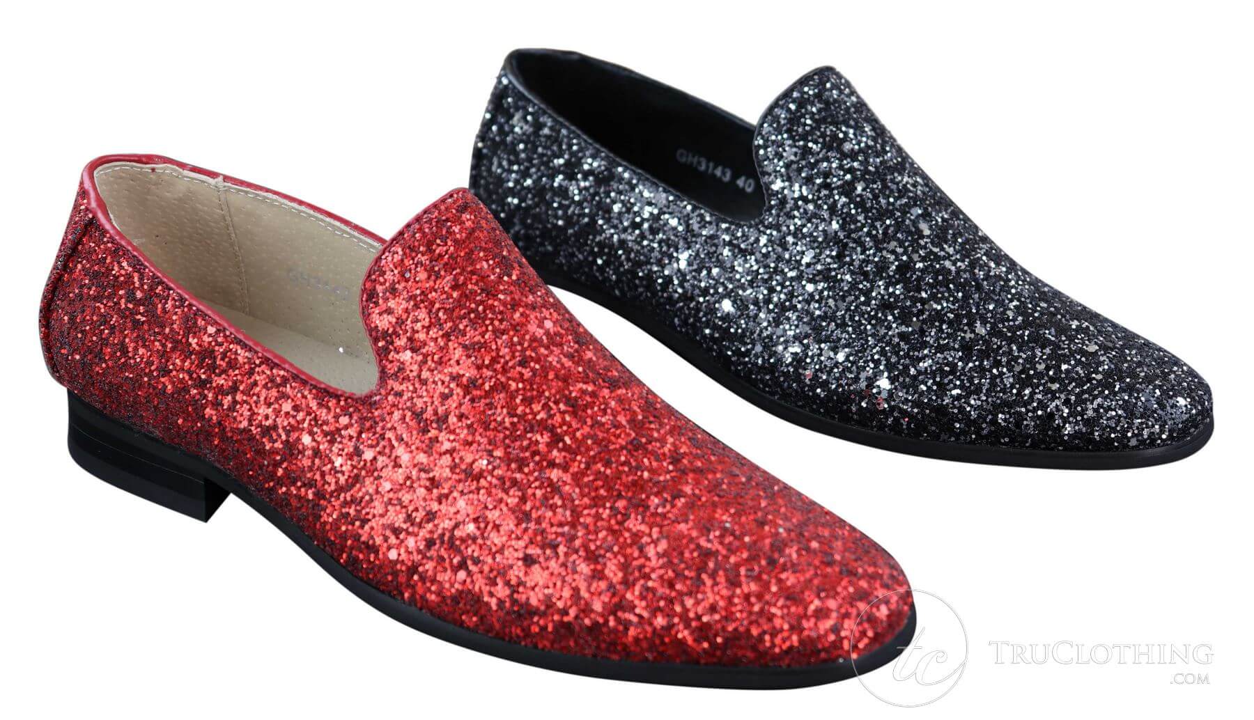 Sapatos de festa masculinos brilhantes com glitter