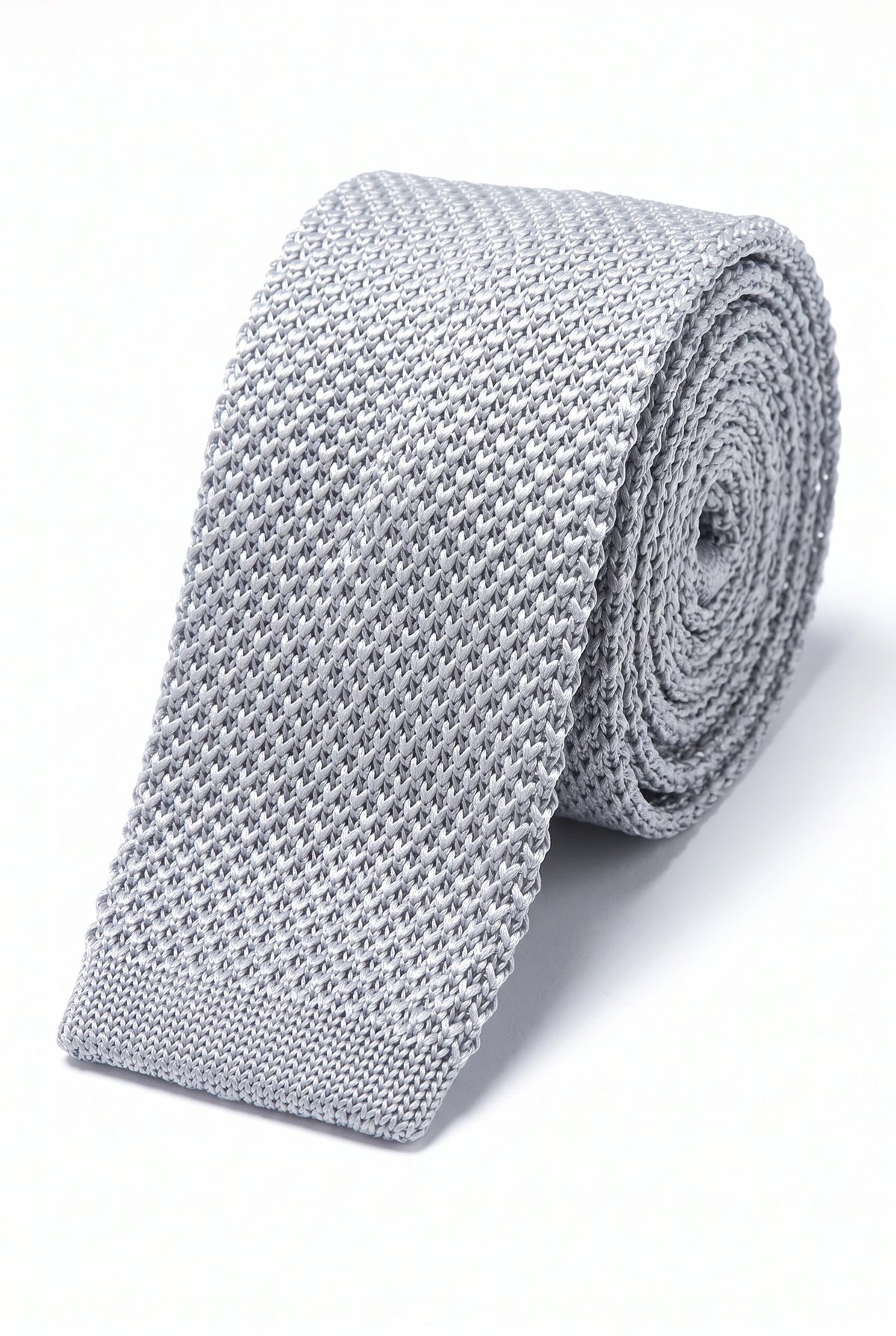 Gravata masculina prateada de poliéster tricotado
