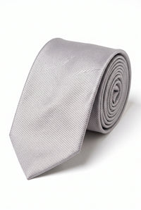 Gravata masculina slim prateada de cor sólida com 6 cm de largura