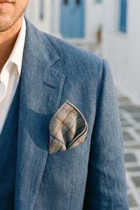 Lenço de bolso masculino em tweed prateado