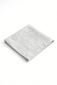 Lenço de bolso masculino em tweed prateado com mistura de lã.