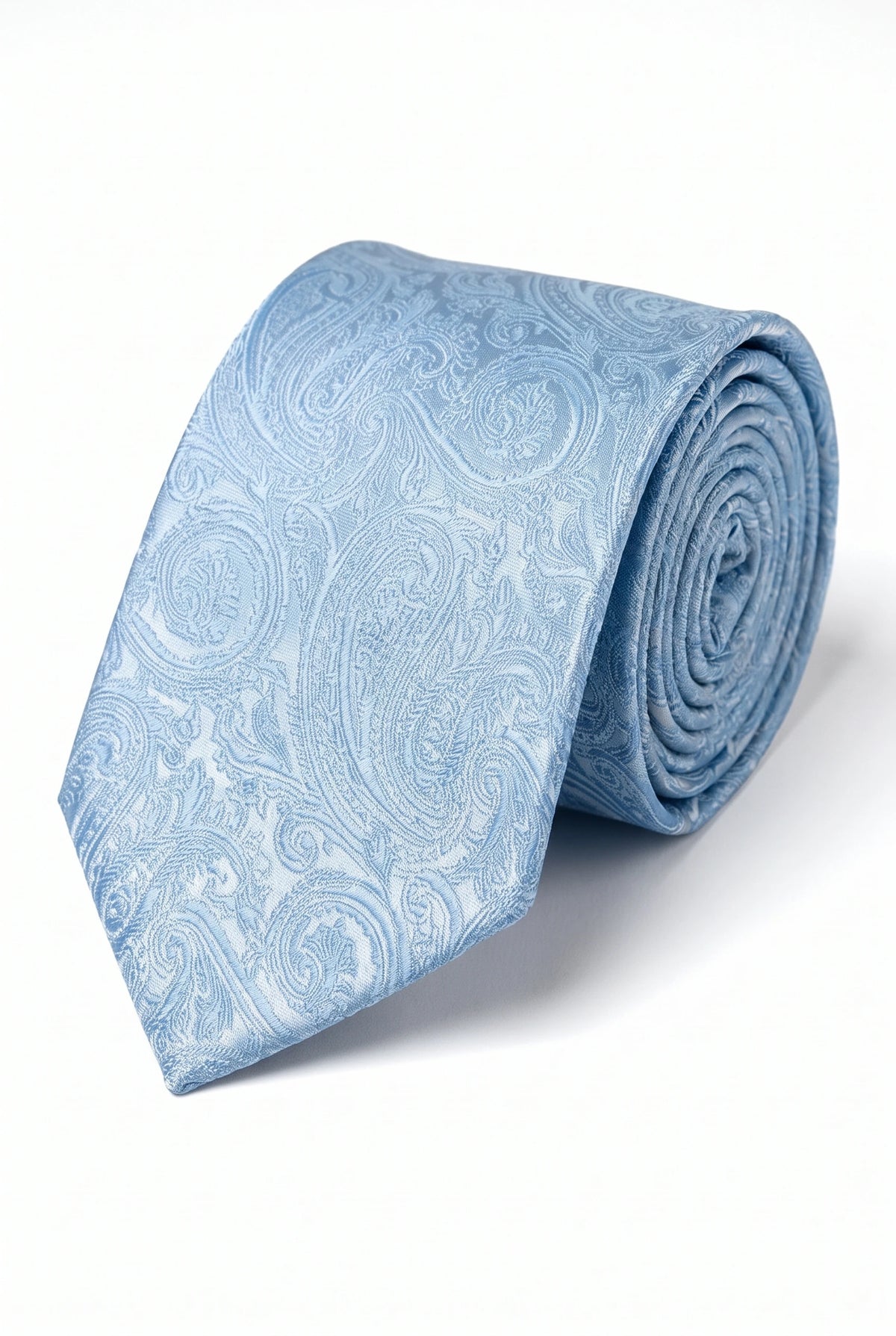 Conjunto de gravata masculina azul celeste com estampa paisley