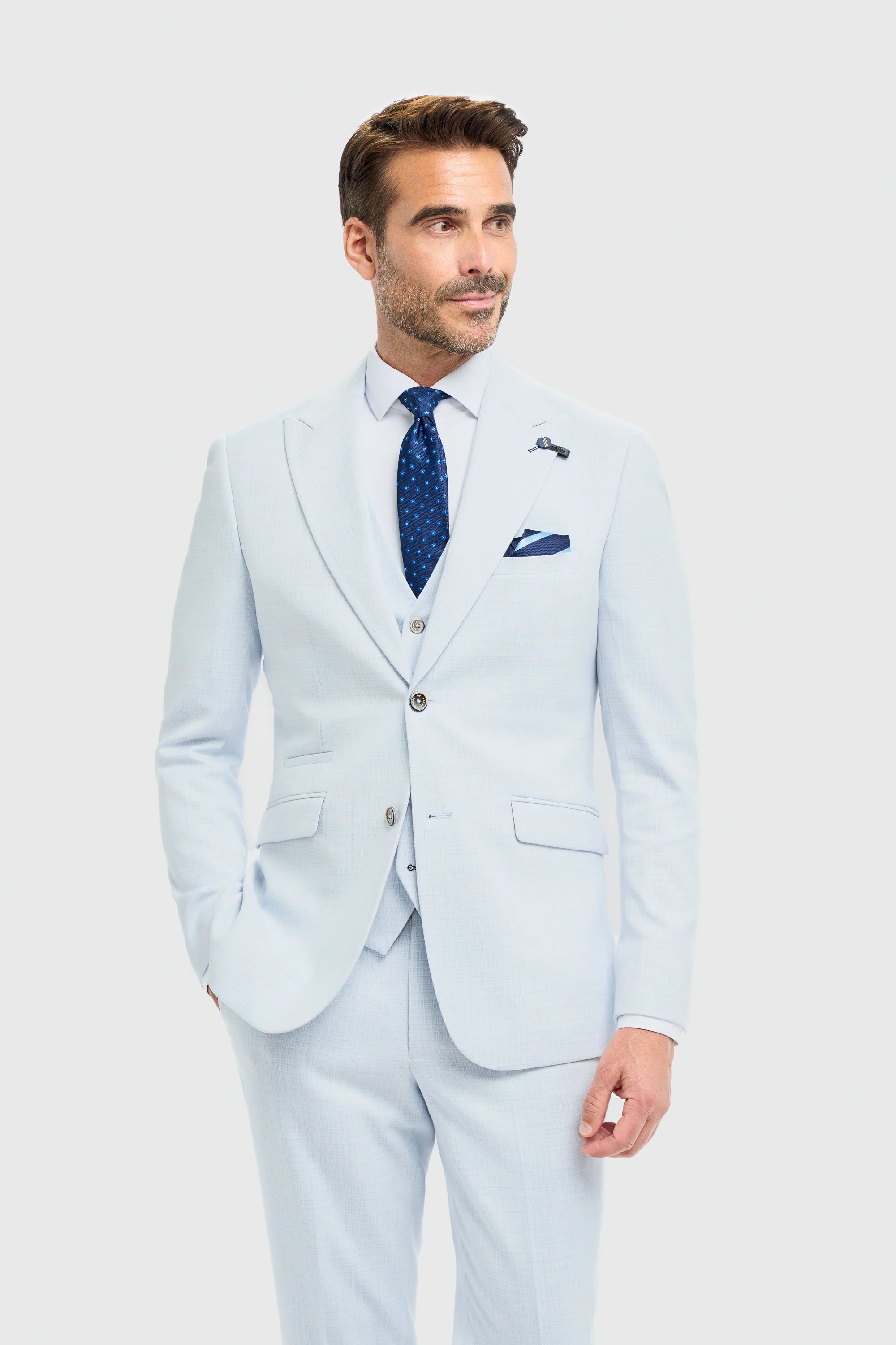 Blazer masculino azul celeste de corte ajustado