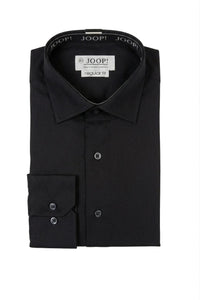 Camisa social masculina de manga comprida com botões e corte slim - Preta