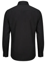 Camisa social masculina de manga comprida com botões e corte slim - Preta
