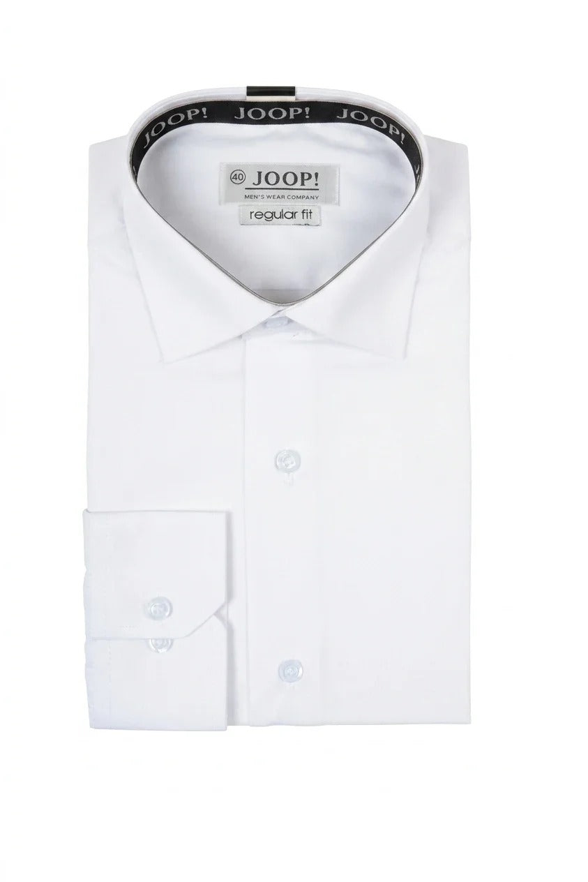Camisa social masculina de manga comprida com botões, corte slim fit - Branca