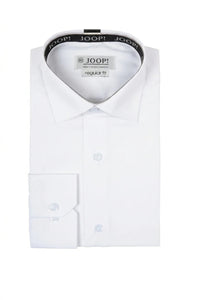Camisa social masculina de manga comprida com botões, corte slim fit - Branca