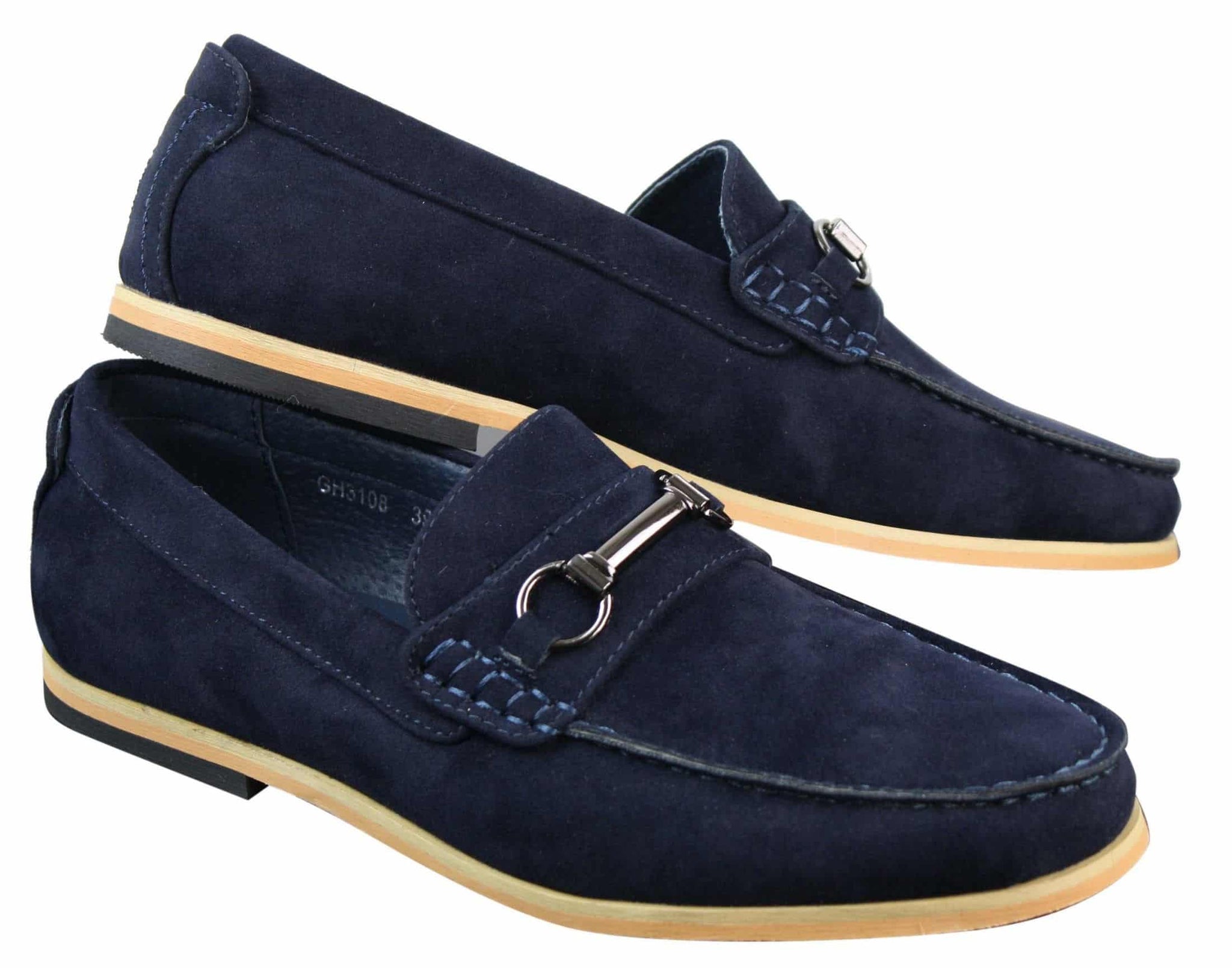 Sapatos masculinos de condução estilo mocassim com fivela e detalhe de bridão, estilo retrô, elegantes e casuais, em camurça.