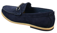 Sapatos masculinos de condução estilo mocassim com fivela e detalhe de bridão, estilo retrô, elegantes e casuais, em camurça.